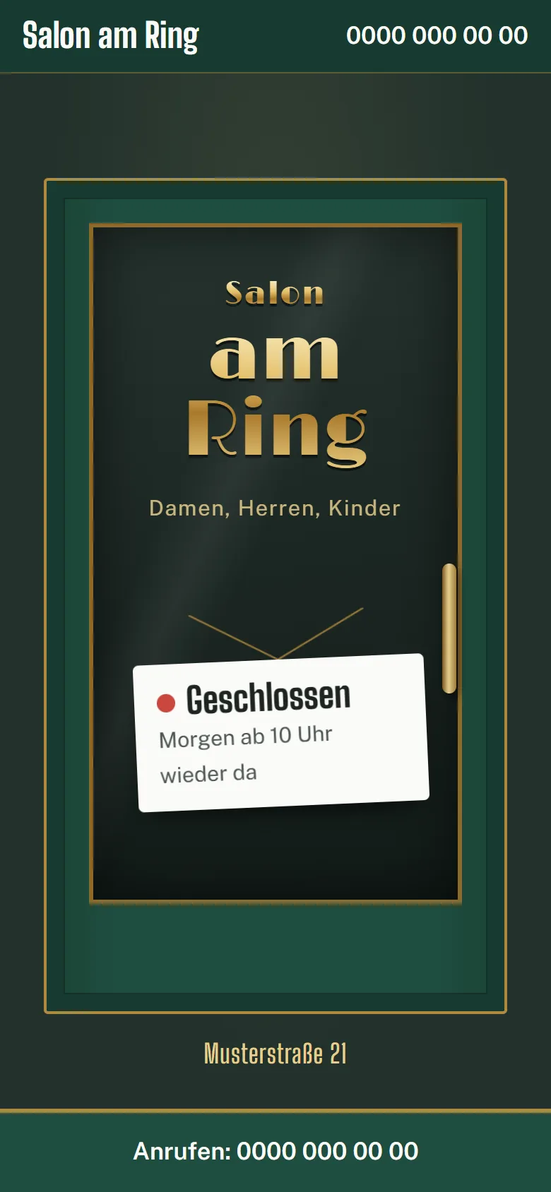 Startseite vom Salon am Ring auf dem Handy